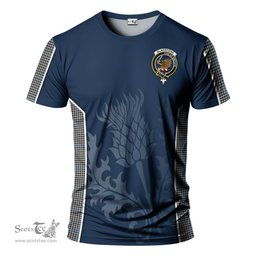 ScotsTee Shop Scottish Gladstone Clan Crest Scottish Thistle Sport Style Tartan T Shirt