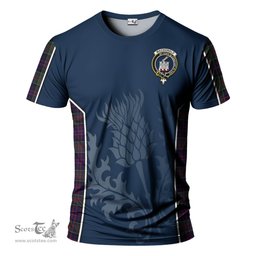 ScotsTee Shop Scottish MacDonald of Clan Ranald Clan Crest Scottish Thistle Sport Style Tartan T Shirt