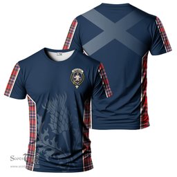 ScotsTee Shop Scottish MacFarlane Modern Clan Crest Scottish Thistle Sport Style Tartan T Shirt