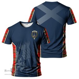ScotsTee Shop Scottish Langlands Clan Crest Scottish Thistle Sport Style Tartan T Shirt
