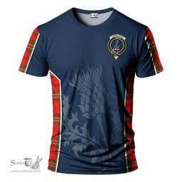 ScotsTee Shop Scottish Langlands Clan Crest Scottish Thistle Sport Style Tartan T Shirt