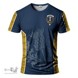ScotsTee Shop Scottish Houston Clan Crest Scottish Thistle Sport Style Tartan T Shirt