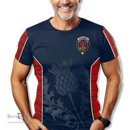 ScotsTee Shop Scottish MacDonell of Keppoch Modern Clan Crest Scottish Thistle Sport Style Tartan T Shirt