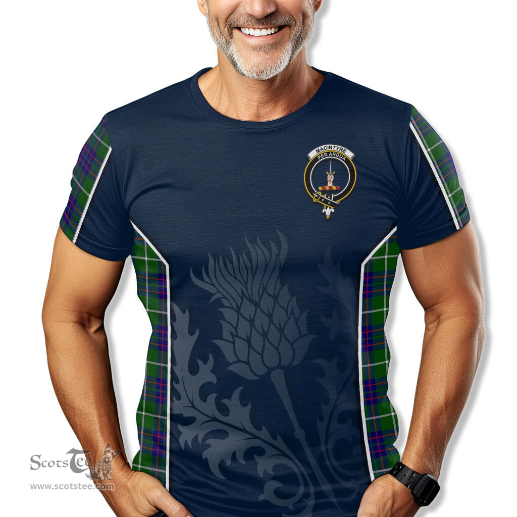 ScotsTee Shop Scottish MacIntyre Hunting Modern Clan Crest Scottish Thistle Sport Style Tartan T Shirt