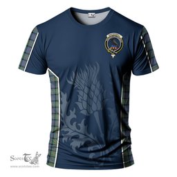 ScotsTee Shop Scottish MacDonell of Glengarry Ancient Clan Crest Scottish Thistle Sport Style Tartan T Shirt