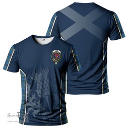 ScotsTee Shop Scottish Laing Clan Crest Scottish Thistle Sport Style Tartan T Shirt