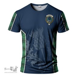 ScotsTee Shop Scottish MacArthur Ancient Clan Crest Scottish Thistle Sport Style Tartan T Shirt