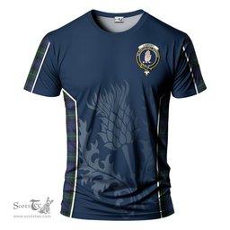 ScotsTee Shop Scottish Lamont #2 Clan Crest Scottish Thistle Sport Style Tartan T Shirt