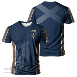 ScotsTee Shop Scottish MacIntyre Hunting Weathered Clan Crest Scottish Thistle Sport Style Tartan T Shirt