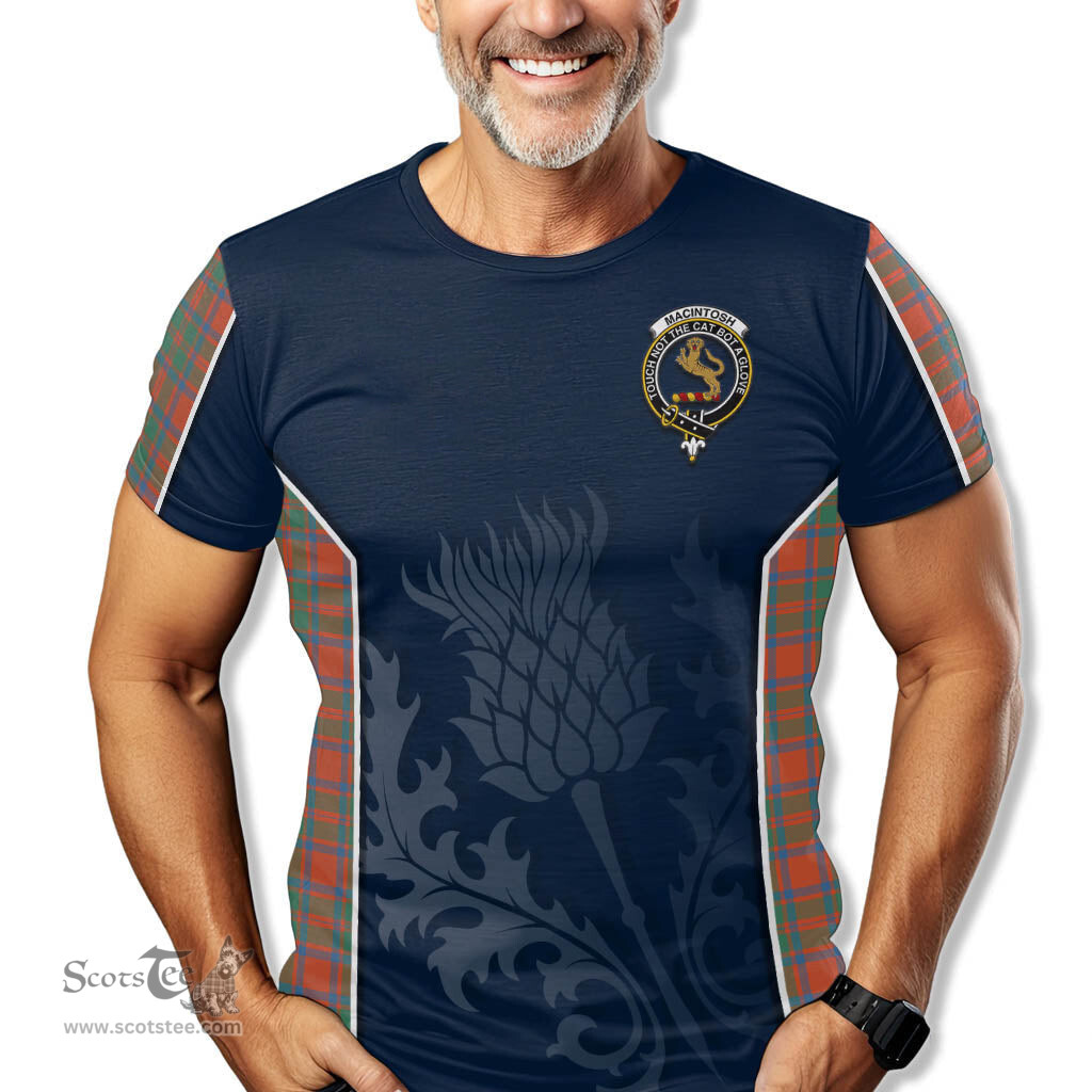 ScotsTee Shop Scottish MacIntosh Ancient Clan Crest Scottish Thistle Sport Style Tartan T Shirt