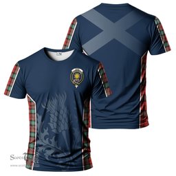 ScotsTee Shop Scottish Kerr Ancient Clan Crest Scottish Thistle Sport Style Tartan T Shirt