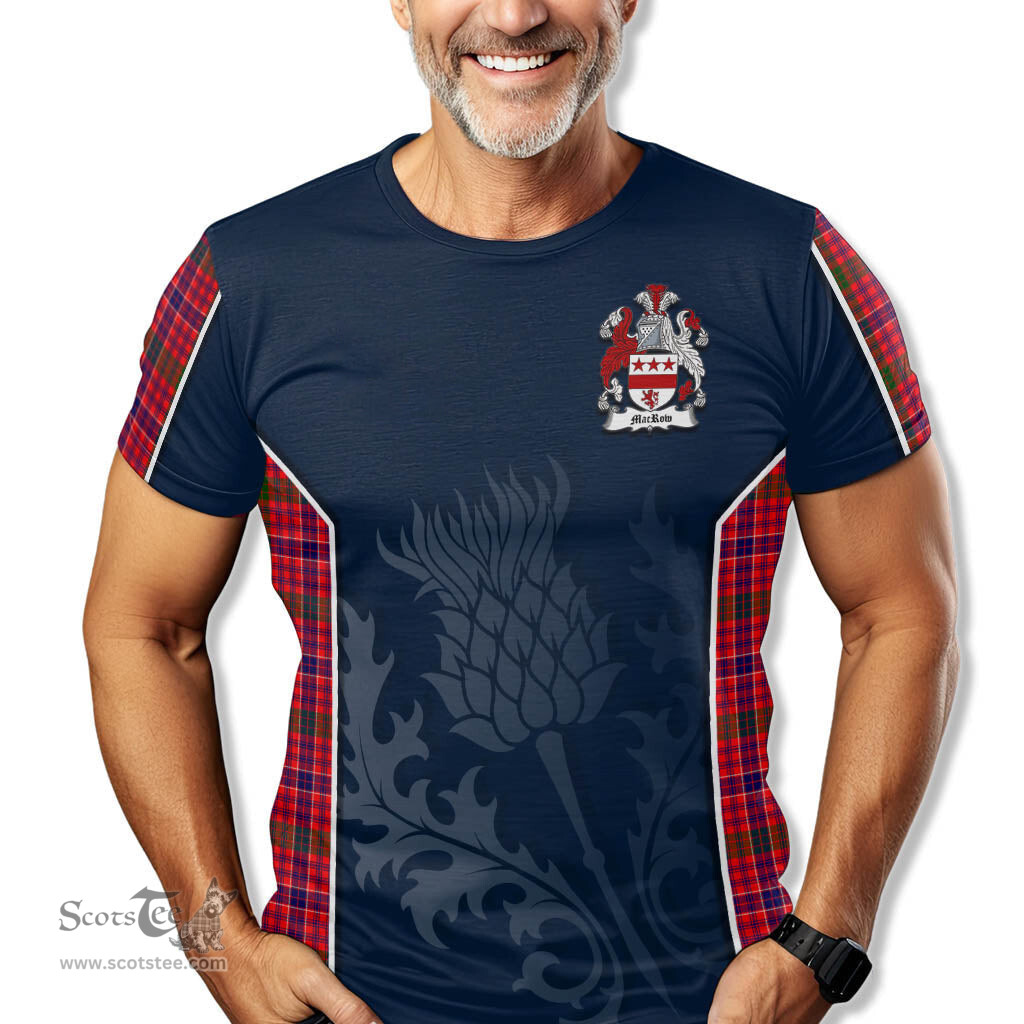 ScotsTee Shop Scottish MacRow Clan Crest Scottish Thistle Sport Style Tartan T Shirt