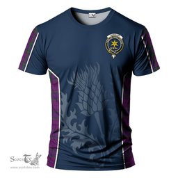 ScotsTee Shop Scottish Wardlaw Clan Crest Scottish Thistle Sport Style Tartan T Shirt