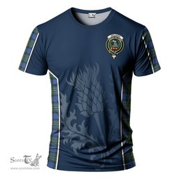 ScotsTee Shop Scottish McLaren Ancient Clan Crest Scottish Thistle Sport Style Tartan T Shirt