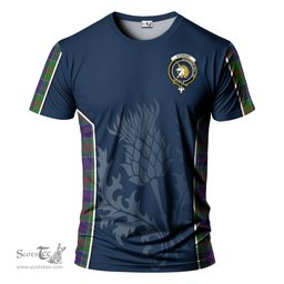 ScotsTee Shop Scottish Stewart of Appin Hunting Modern Clan Crest Scottish Thistle Sport Style Tartan T Shirt