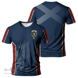 ScotsTee Shop Scottish Stewart of Galloway Clan Crest Scottish Thistle Sport Style Tartan T Shirt
