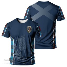 ScotsTee Shop Scottish Wedderburn Clan Crest Scottish Thistle Sport Style Tartan T Shirt