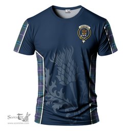 ScotsTee Shop Scottish Sandilands Clan Crest Scottish Thistle Sport Style Tartan T Shirt