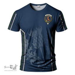 ScotsTee Shop Scottish Sutherland Clan Crest Scottish Thistle Sport Style Tartan T Shirt