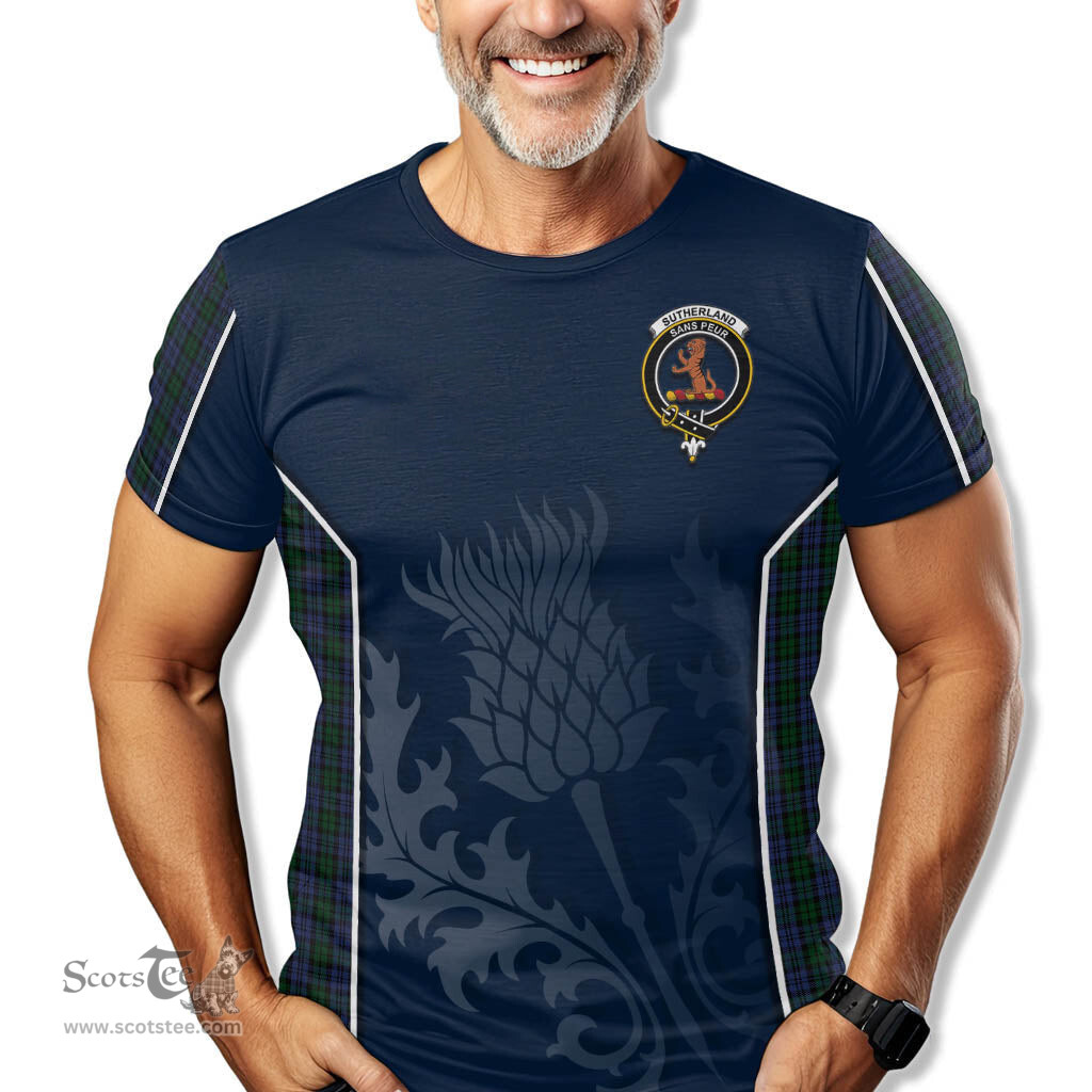 ScotsTee Shop Scottish Sutherland Clan Crest Scottish Thistle Sport Style Tartan T Shirt