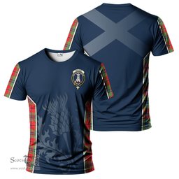 ScotsTee Shop Scottish MacLean of Duart Modern Clan Crest Scottish Thistle Sport Style Tartan T Shirt