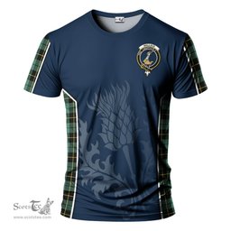 ScotsTee Shop Scottish Wallace Hunting Ancient Clan Crest Scottish Thistle Sport Style Tartan T Shirt