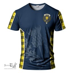 ScotsTee Shop Scottish MacLeod of Lewis Modern Clan Crest Scottish Thistle Sport Style Tartan T Shirt
