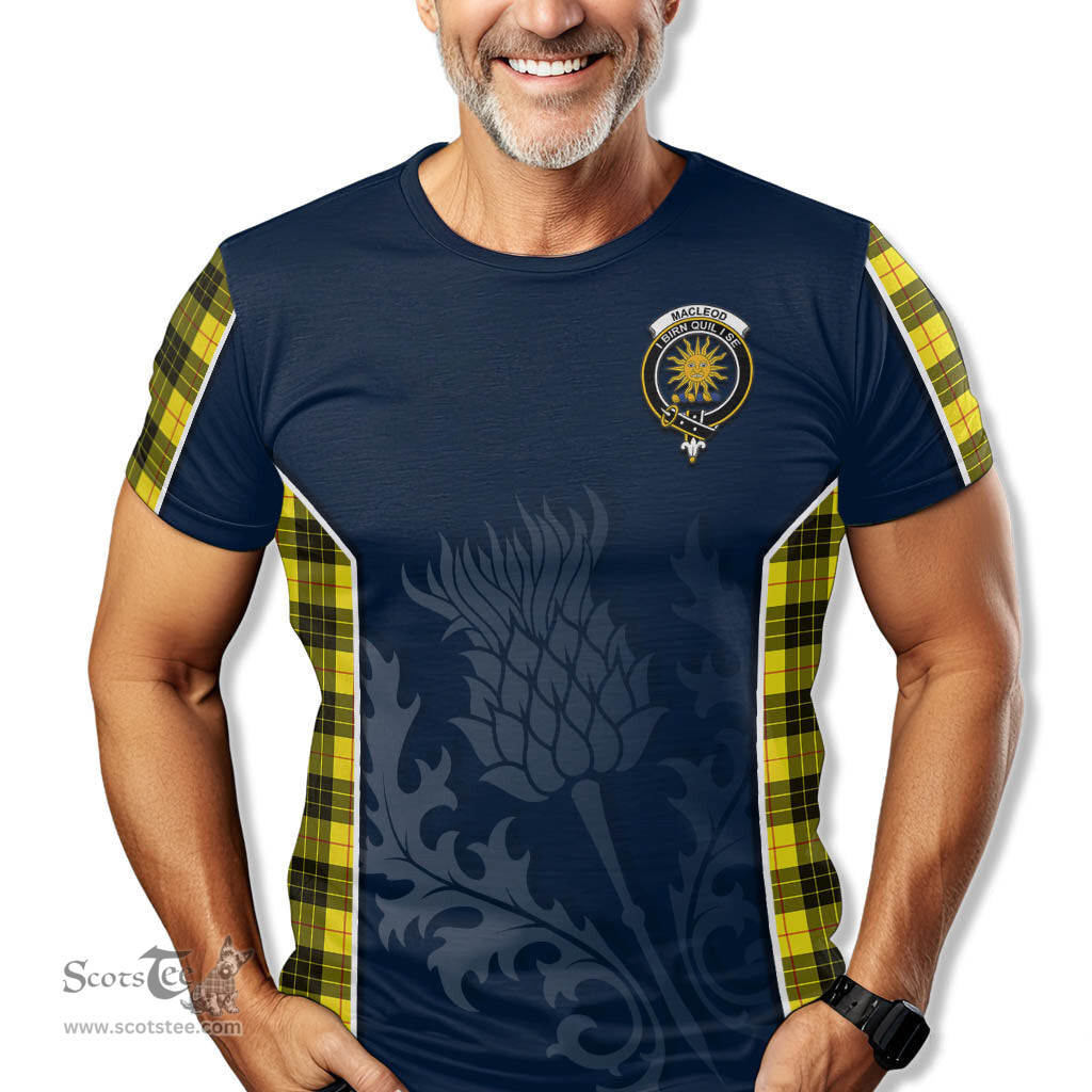 ScotsTee Shop Scottish MacLeod of Lewis Modern Clan Crest Scottish Thistle Sport Style Tartan T Shirt