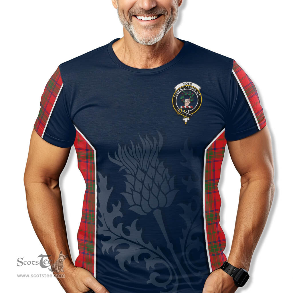 ScotsTee Shop Scottish Ross Modern Clan Crest Scottish Thistle Sport Style Tartan T Shirt