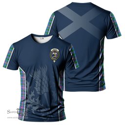 ScotsTee Shop Scottish Ralston Clan Crest Scottish Thistle Sport Style Tartan T Shirt