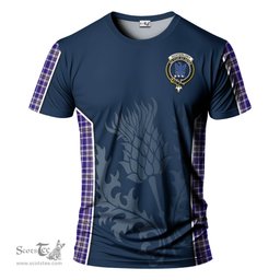 ScotsTee Shop Scottish Ochterlony Clan Crest Scottish Thistle Sport Style Tartan T Shirt