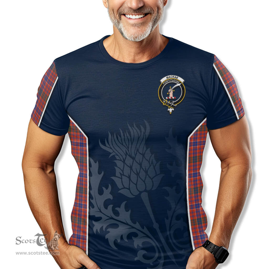 ScotsTee Shop Scottish MacRae Ancient Clan Crest Scottish Thistle Sport Style Tartan T Shirt