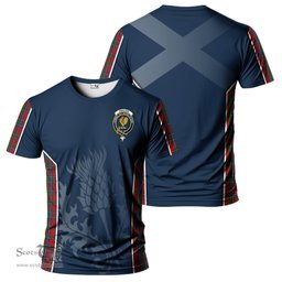 ScotsTee Shop Scottish Sinclair Clan Crest Scottish Thistle Sport Style Tartan T Shirt