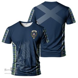 ScotsTee Shop Scottish MacNeil of Barra Ancient Clan Crest Scottish Thistle Sport Style Tartan T Shirt