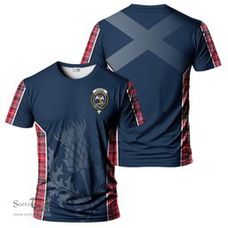 ScotsTee Shop Scottish Straiton Clan Crest Scottish Thistle Sport Style Tartan T Shirt