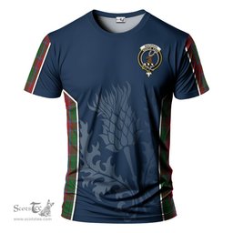 ScotsTee Shop Scottish MacPhail Blue Bands Clan Crest Scottish Thistle Sport Style Tartan T Shirt