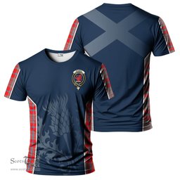ScotsTee Shop Scottish Moubray Clan Crest Scottish Thistle Sport Style Tartan T Shirt