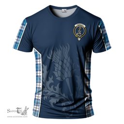 ScotsTee Shop Scottish Roberton Clan Crest Scottish Thistle Sport Style Tartan T Shirt