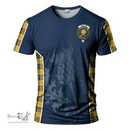 ScotsTee Shop Scottish MacLeod of Lewis Ancient Clan Crest Scottish Thistle Sport Style Tartan T Shirt