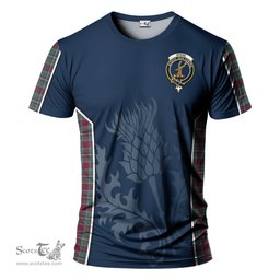 ScotsTee Shop Scottish Spens (Spence) Clan Crest Scottish Thistle Sport Style Tartan T Shirt
