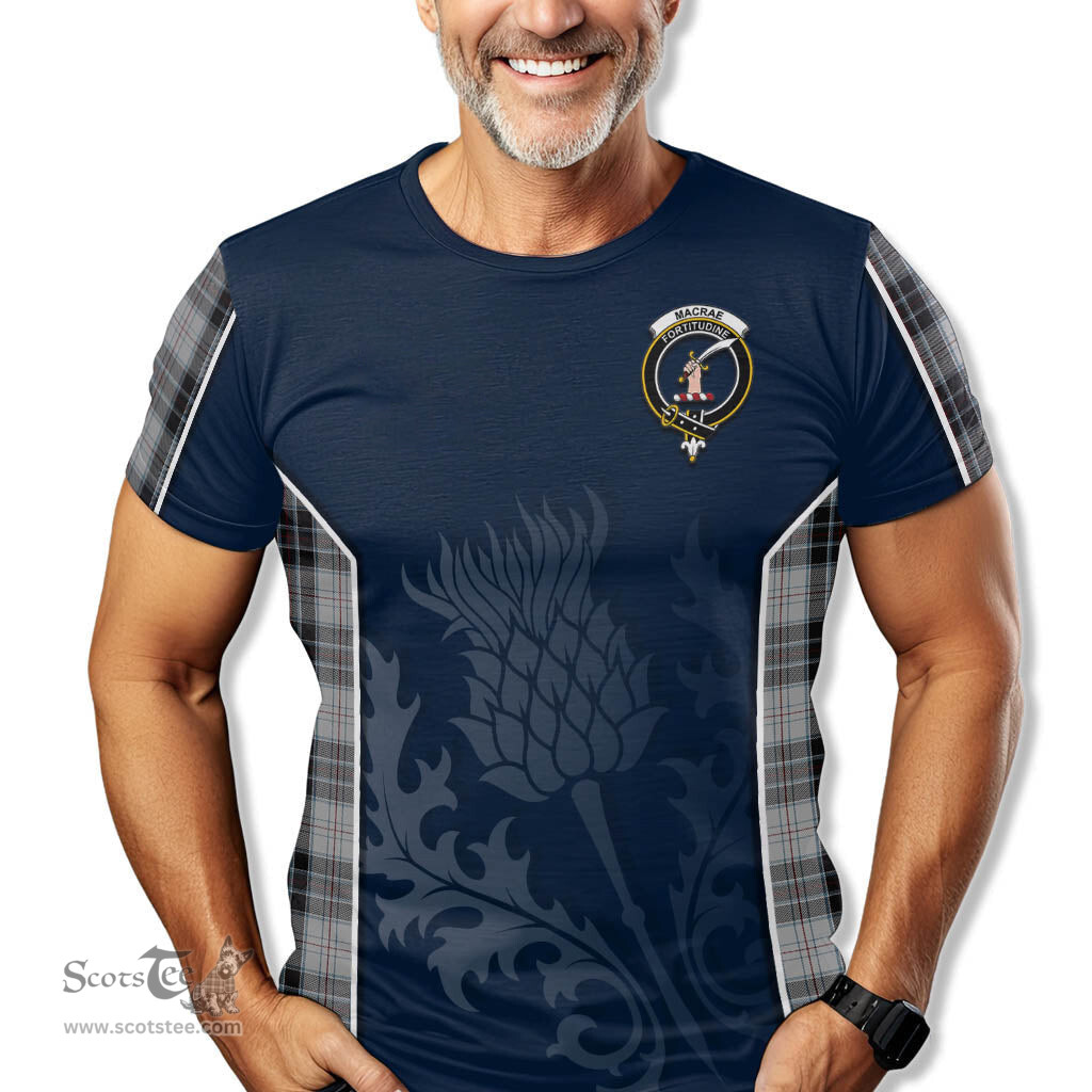 ScotsTee Shop Scottish MacRae Dress Clan Crest Scottish Thistle Sport Style Tartan T Shirt