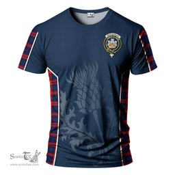 ScotsTee Shop Scottish MacLachlan Modern Clan Crest Scottish Thistle Sport Style Tartan T Shirt