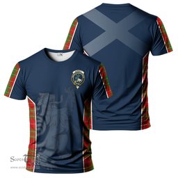 ScotsTee Shop Scottish Burnett Ancient Clan Crest Scottish Lion Rampant Sport Style Tartan T Shirt