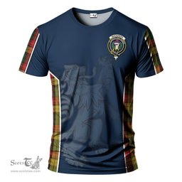 ScotsTee Shop Scottish Buchanan Clan Crest Scottish Lion Rampant Sport Style Tartan T Shirt