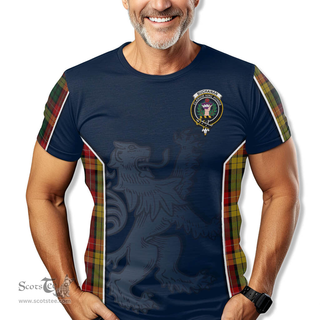 ScotsTee Shop Scottish Buchanan Clan Crest Scottish Lion Rampant Sport Style Tartan T Shirt