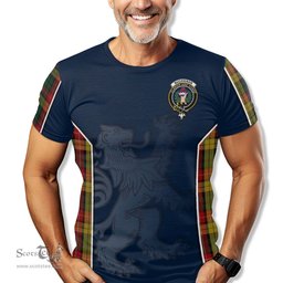 ScotsTee Shop Scottish Buchanan Clan Crest Scottish Lion Rampant Sport Style Tartan T Shirt