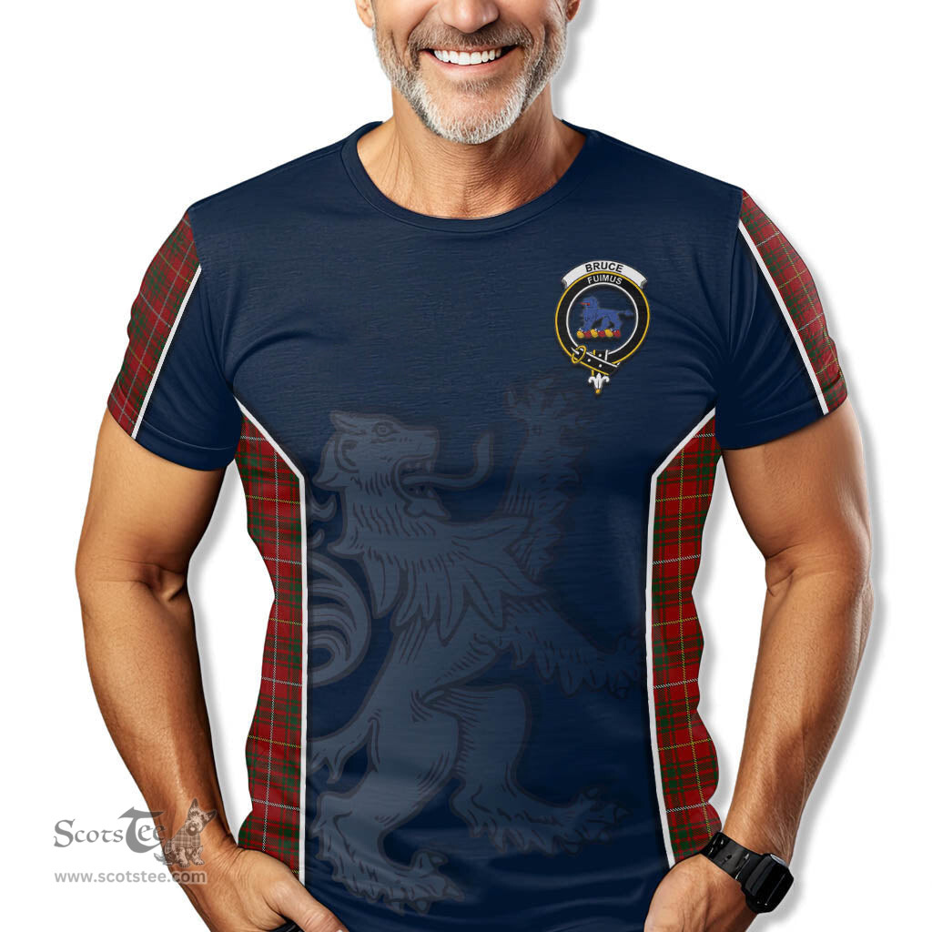 ScotsTee Shop Scottish Bruce Clan Crest Scottish Lion Rampant Sport Style Tartan T Shirt
