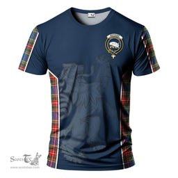 ScotsTee Shop Scottish Bethune Clan Crest Scottish Lion Rampant Sport Style Tartan T Shirt
