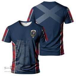 ScotsTee Shop Scottish Byres (Byses) Clan Crest Scottish Lion Rampant Sport Style Tartan T Shirt