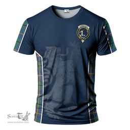 ScotsTee Shop Scottish Carmichael Ancient Clan Crest Scottish Lion Rampant Sport Style Tartan T Shirt